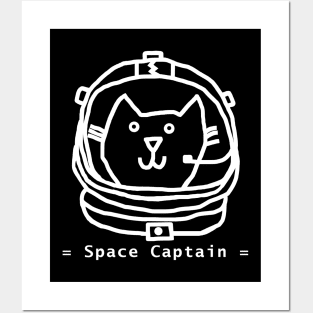 White Line Space Captain Yellow Cat Portrait Posters and Art